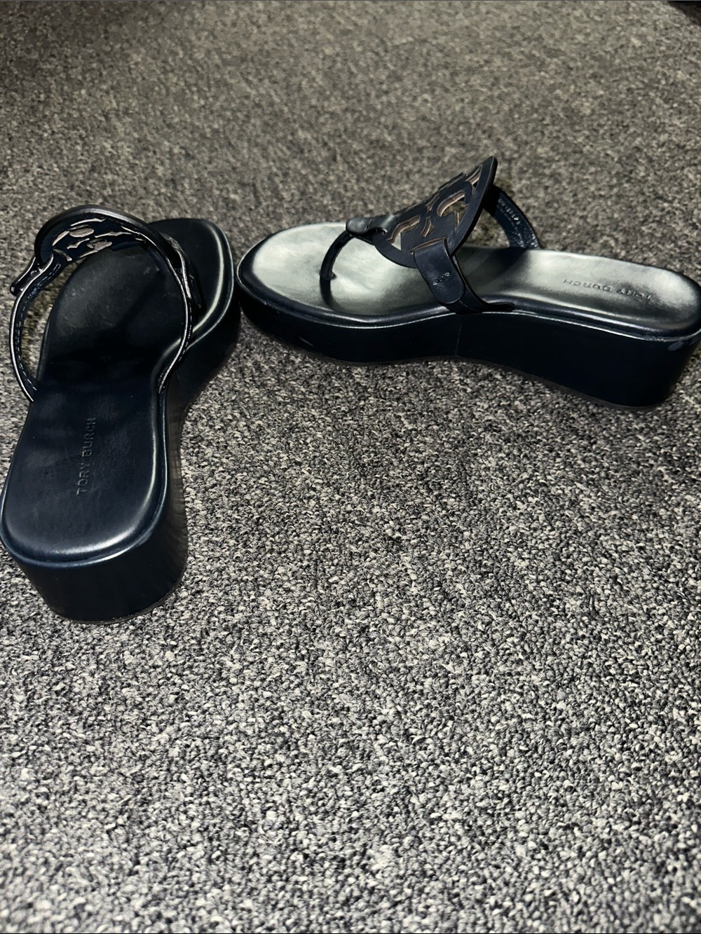Women’s Tory Burch Navy Blue Platform Sandals Size 5.5 - Picture 5 of 7